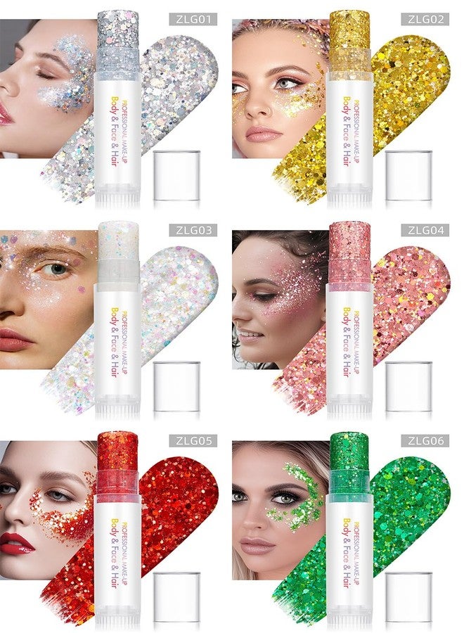 GL-Turelifes Face and Body Glitter Gel Stick, Face Glitter Make-up for Women Kids, Sparkling Sequins Nair Hair Glitter Gel, Singer Concerts Festival Halloween Rave Accessories (#G04 Pink) - Image 4